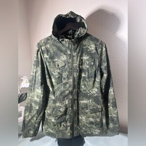 Eddie Bauer Women’s Camo Utility Jacket Hooded Zip Front Size M